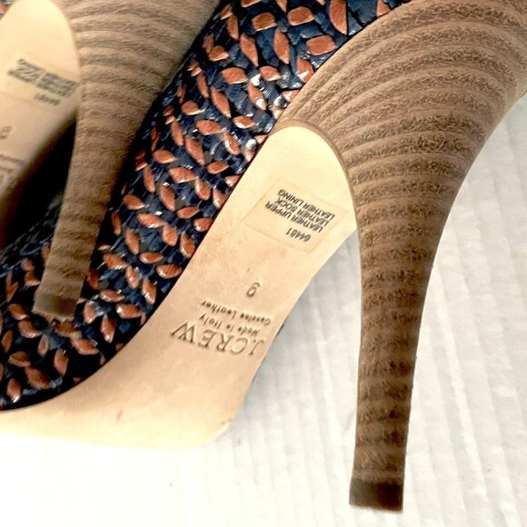 J. Crew Mona Dream Weaver Woven Pump Navy & Tan - Picture 5 of 8